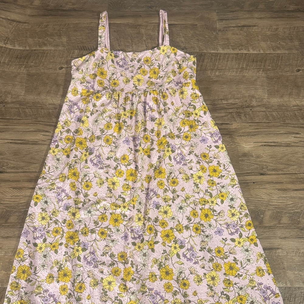 LOFT Lavender Dress with Yellow Florals - Size 16